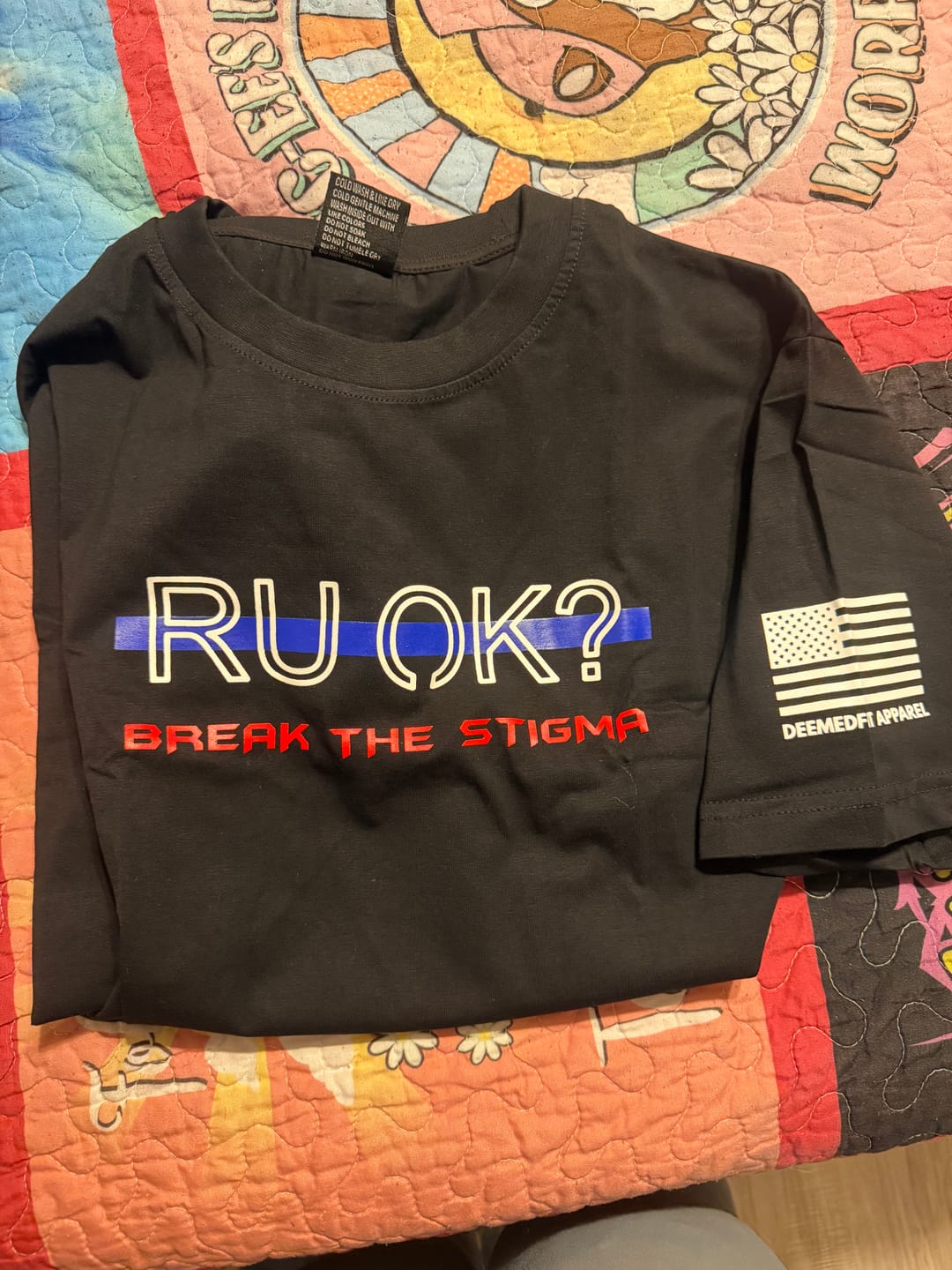 Customer photo review of Stigma-Breaking Unisex Tee - Blue Line