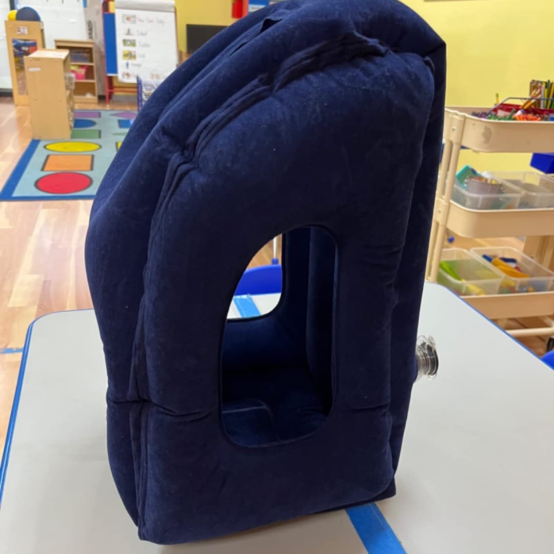Customer photo review of Inflatable Pillow with Head & Chin Support
