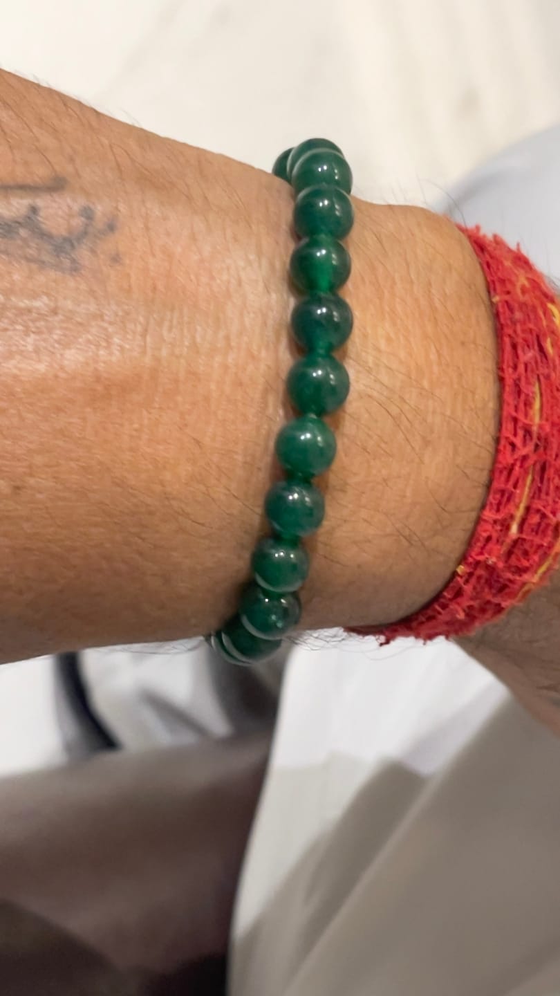 Customer photo review of Natural Green Jade Crystal Bracelet – Vastu Remedy for Abundance & Protective Harmony | 8mm Beads