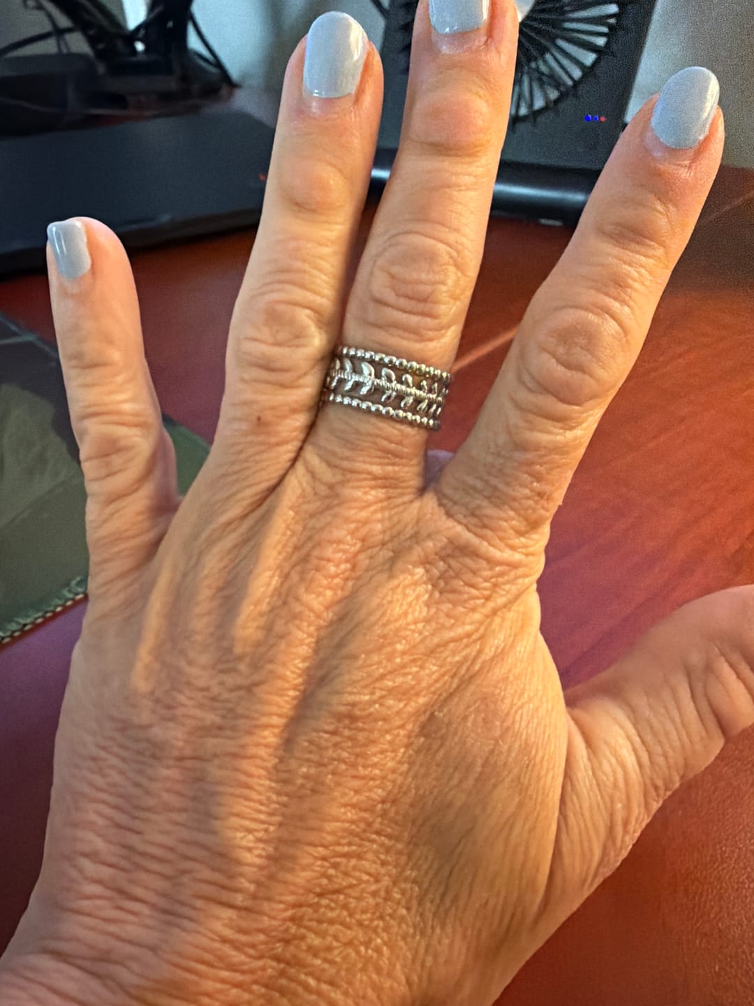 Customer photo review of Marissa Layered Silver Leaf Ring