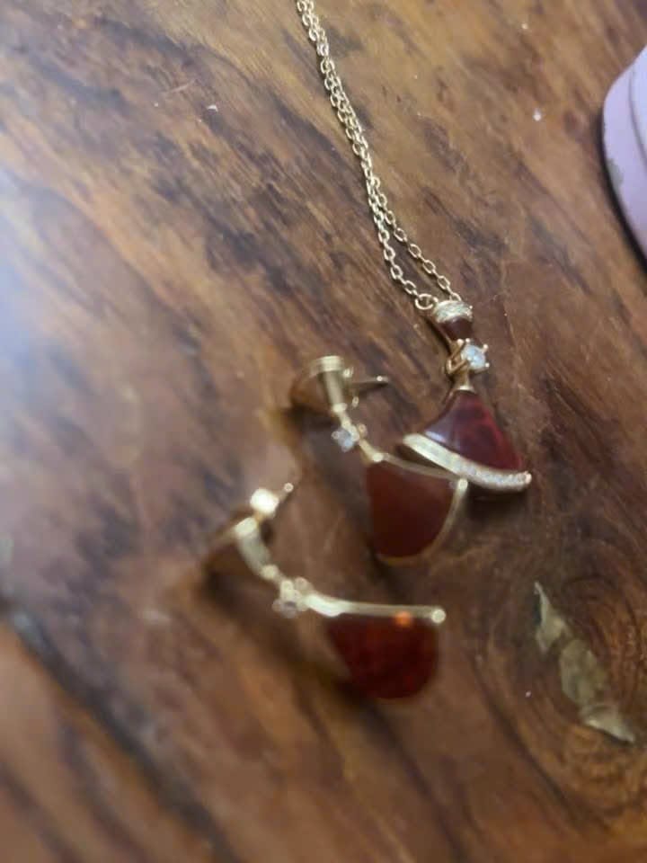 Customer photo review of Diva's Dream Paved Red Pendant Necklace