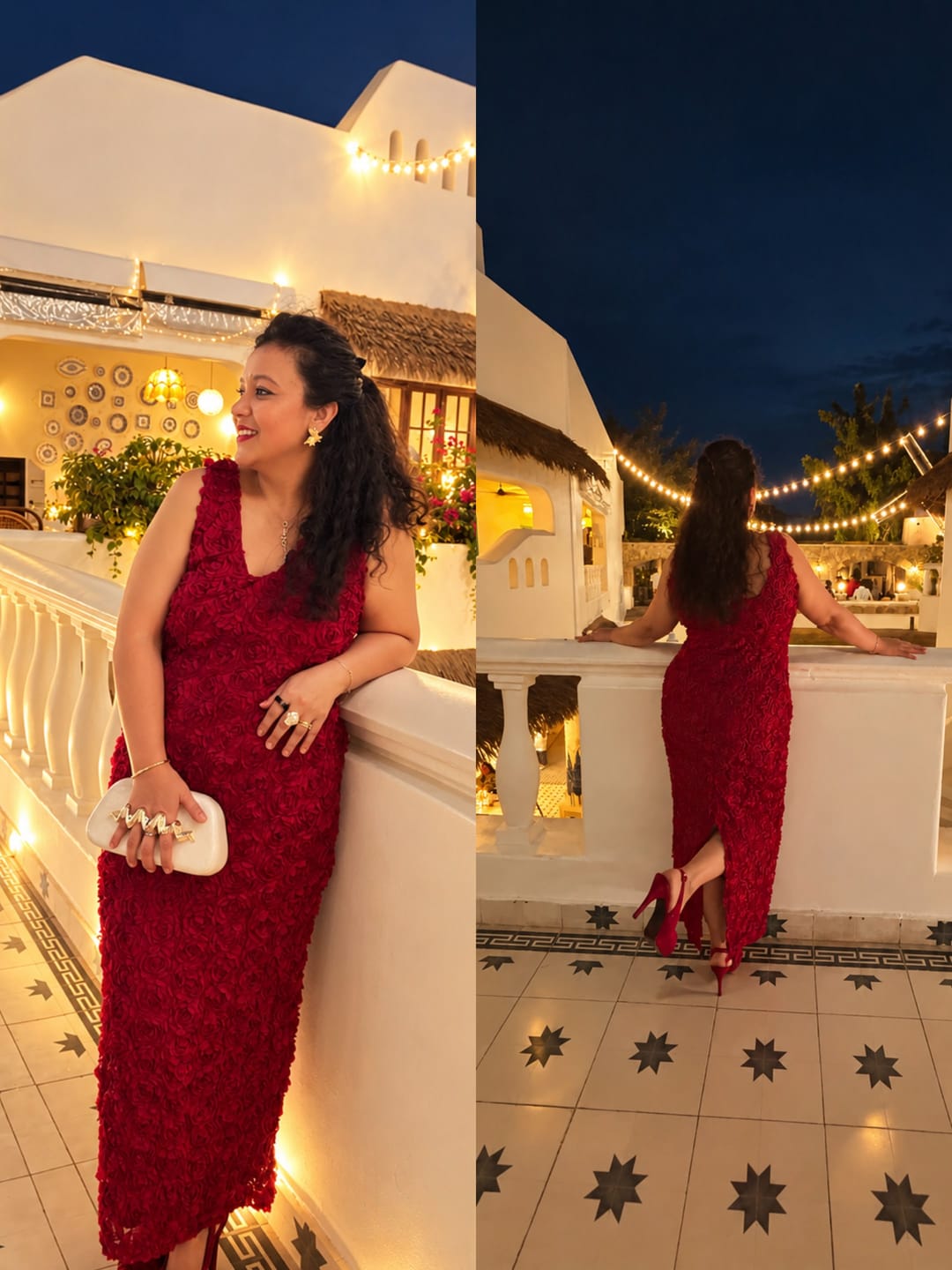 Customer photo review of Cosmos Luxe 3D Floral Maxi Dress