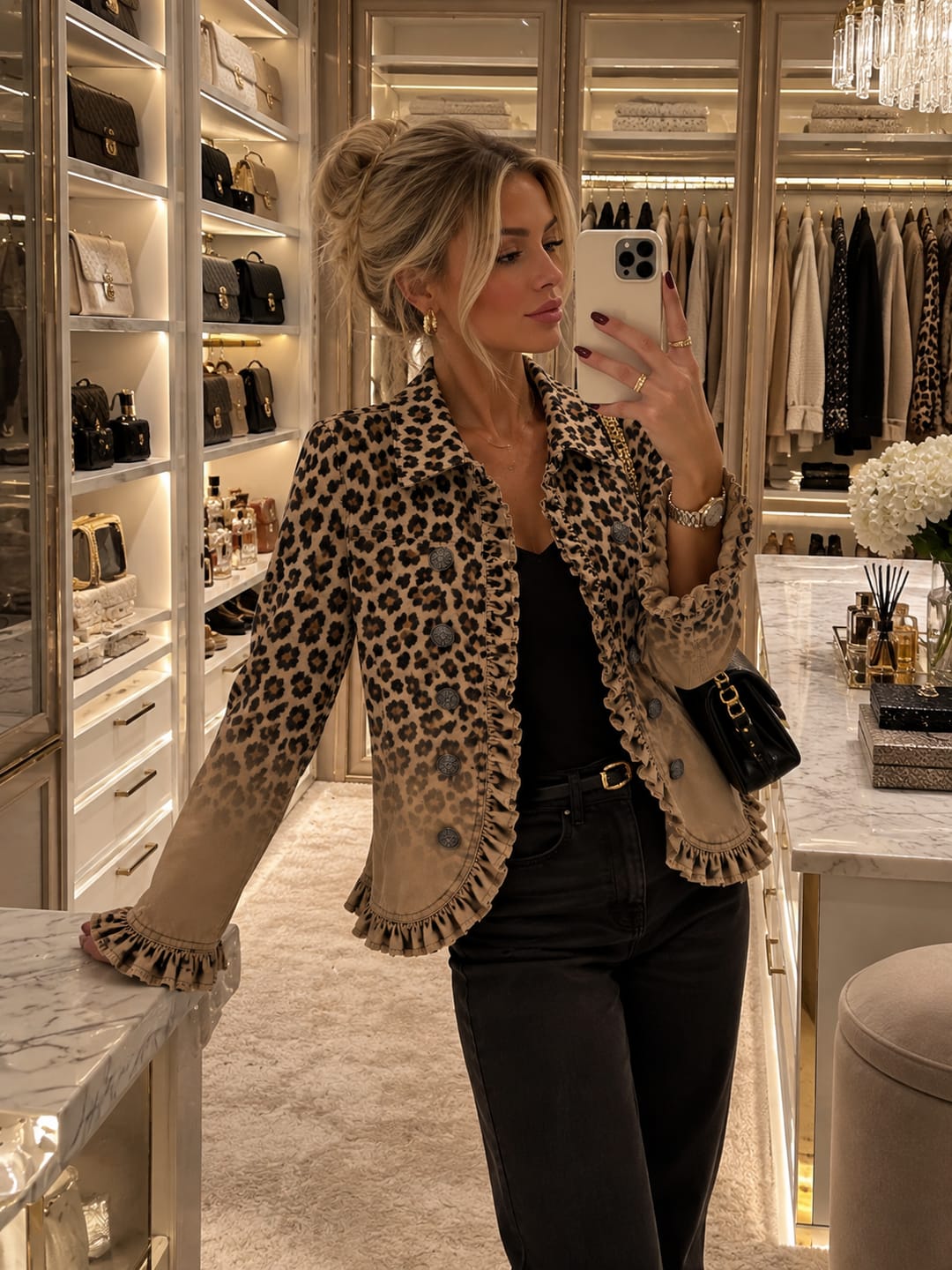 Customer photo review of Chaqueta Leopardo Degradado con Volantes