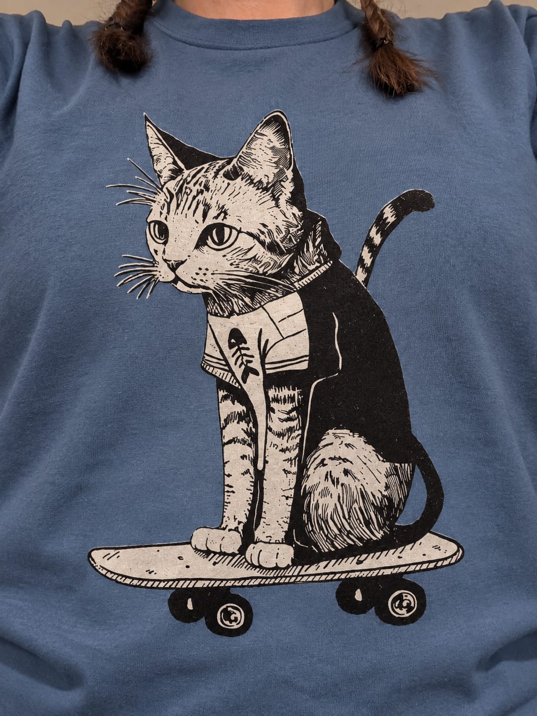 Customer photo review of Skateboard Cat T-Shirt