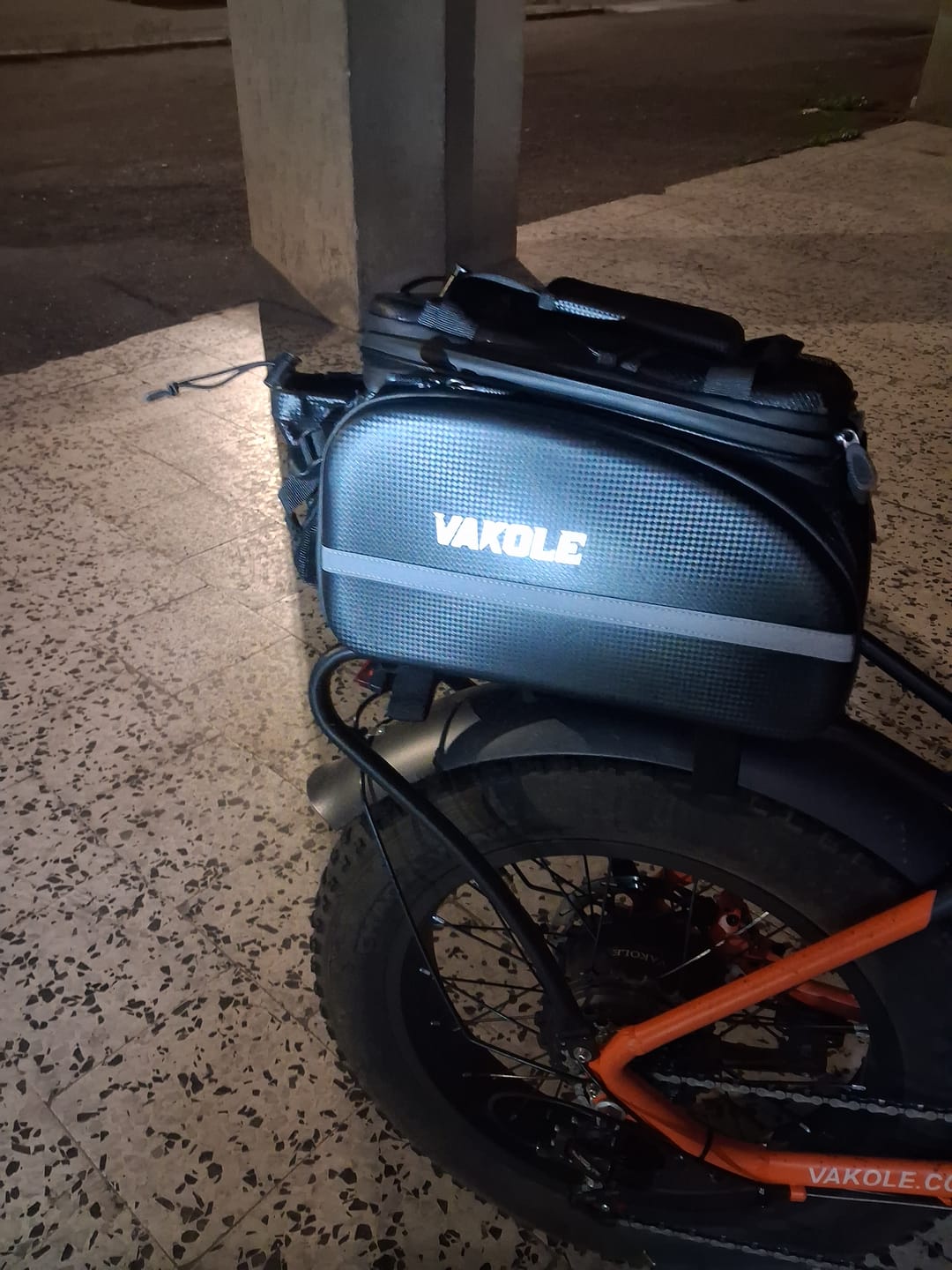 Customer photo review of Vakole Waterproof Bike Rack Bag With Large Capacity (17-35L)