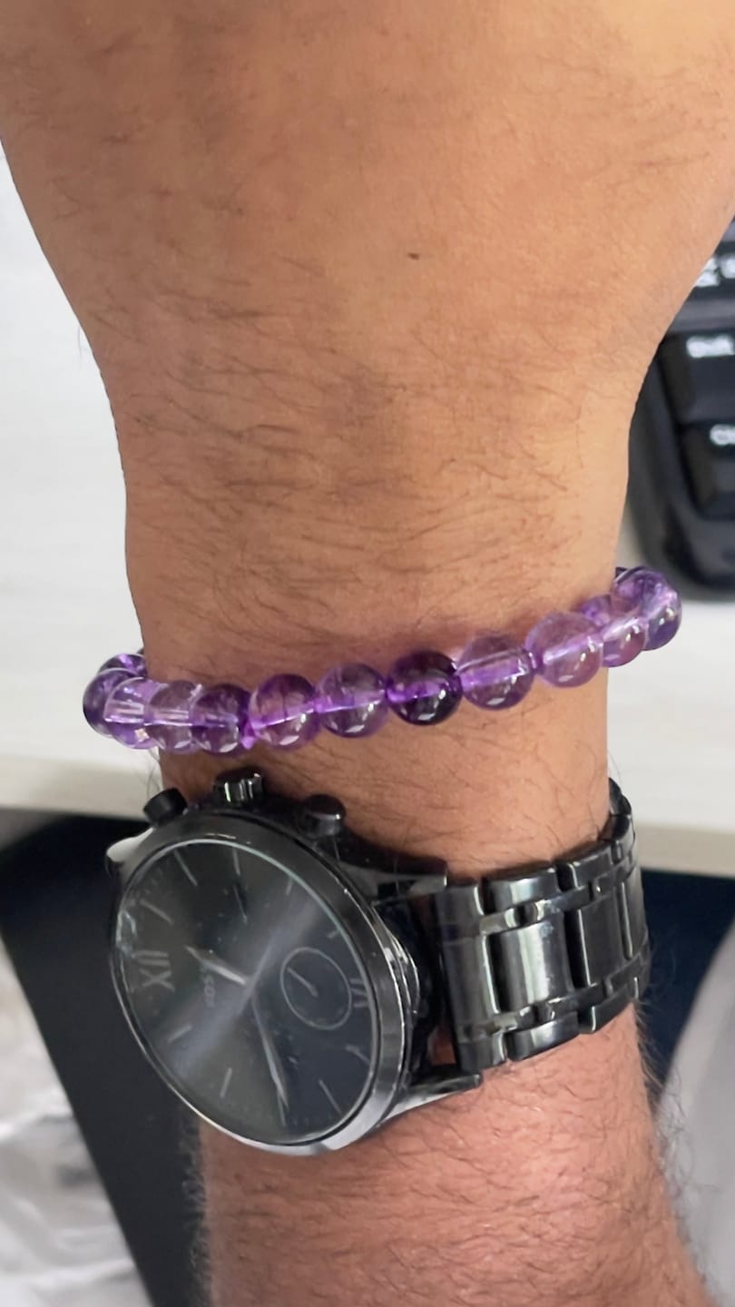 Customer photo review of Natural Amethyst Crystal Bracelet – Vastu Remedy for Peace & Spiritual Growth | 8mm Beads