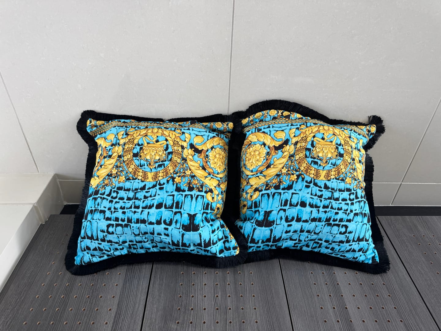 Customer photo review of Turquoise Snake Skin Baroque Pattern Fabric for Stylish Designs Fabric by Metre