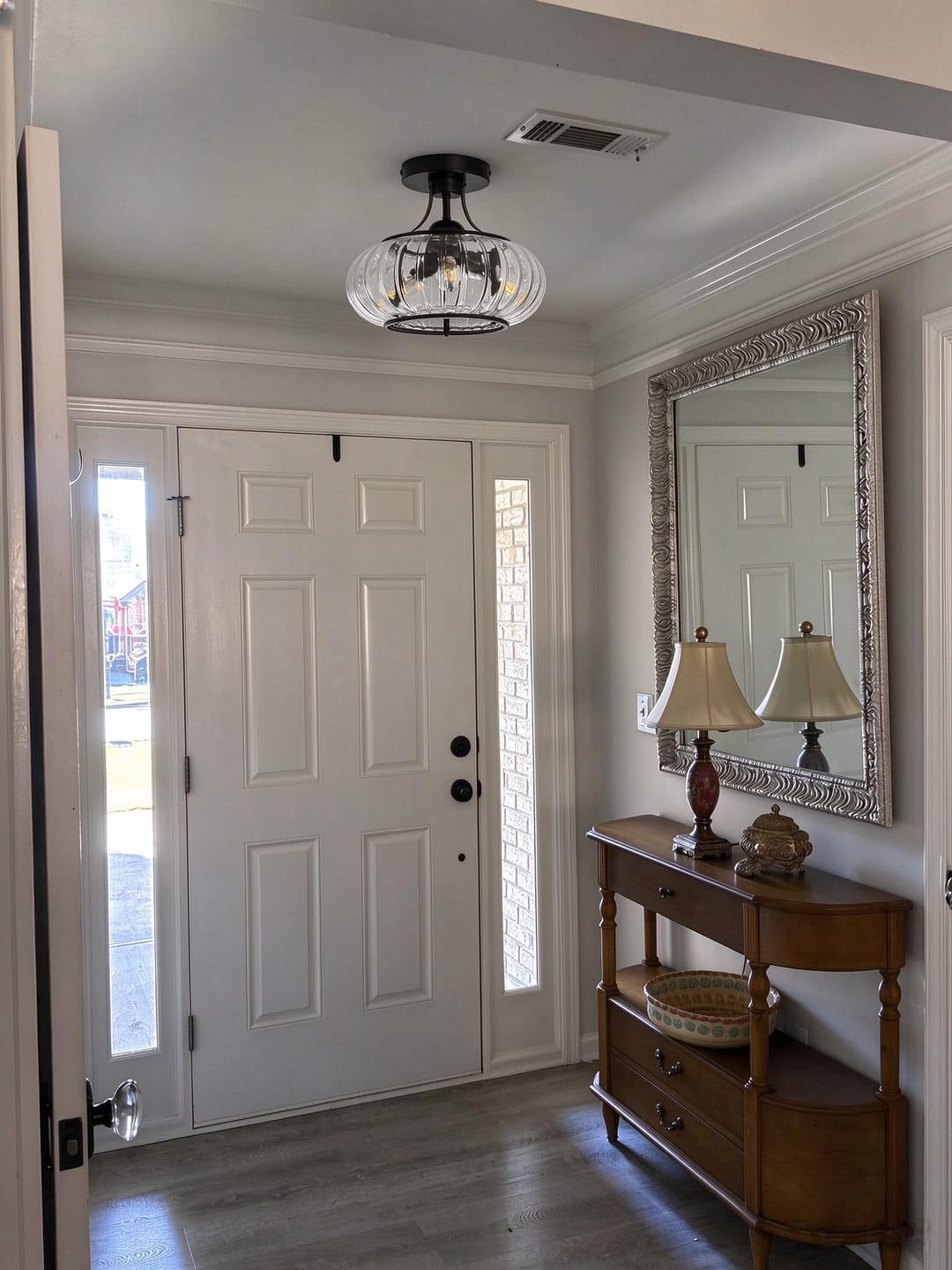 Customer photo review of 3-Light Lantern Glass Semi-Flush Mount
