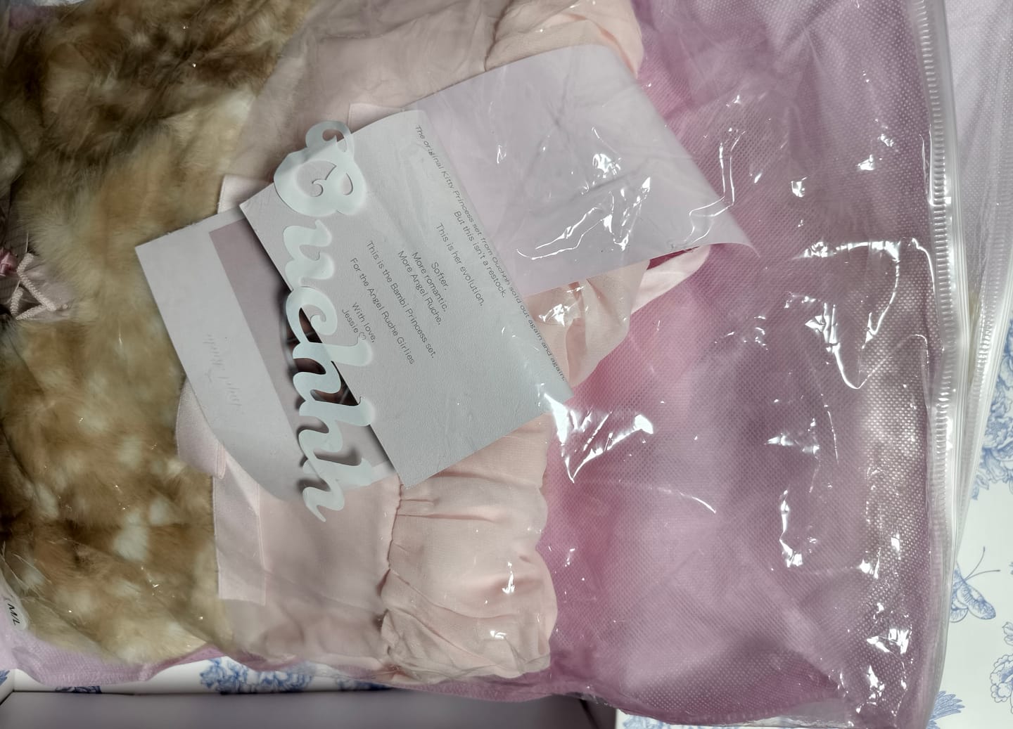 Customer photo review of Rosé Princess Fur Chiffon Babydoll Dress