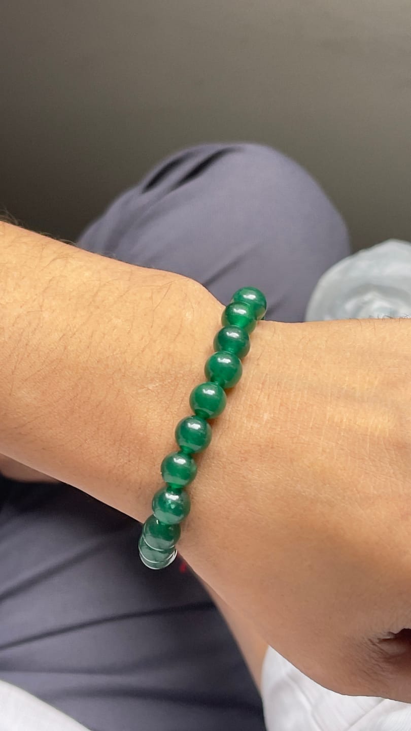 Customer photo review of Natural Green Jade Crystal Bracelet – Vastu Remedy for Abundance & Protective Harmony | 8mm Beads