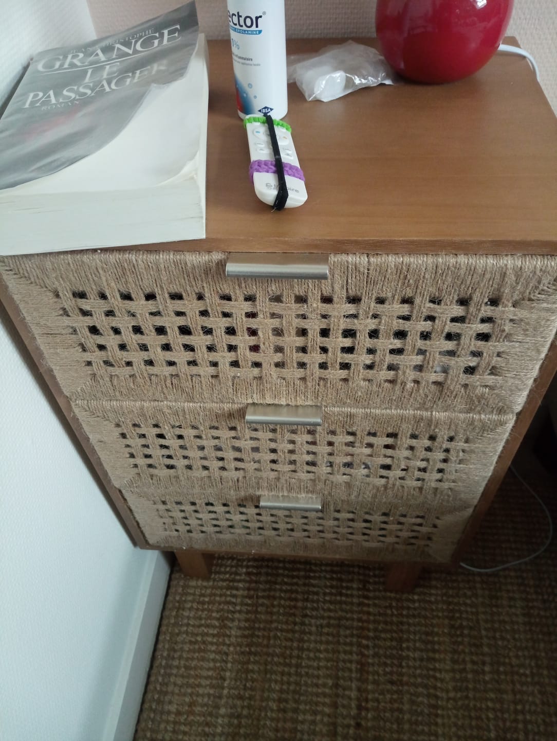 Customer photo review of MERIDA - Chiffonnier 3 tiroirs en bois et corde naturelle