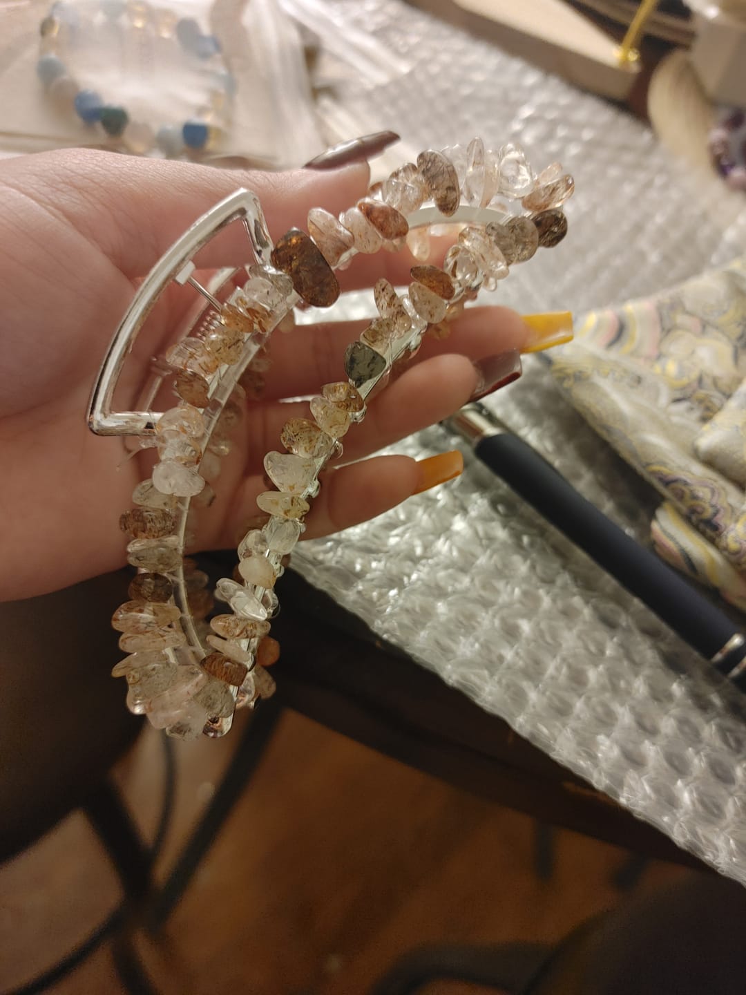 Customer photo review of Natural Crystal Moon Hair Claw