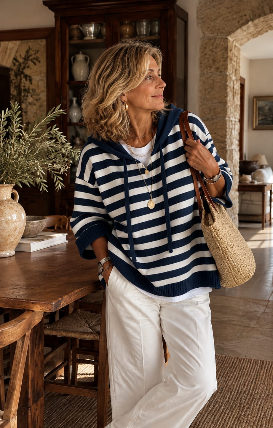 Customer photo review of Jersey de Punto con Capucha y Manga Ancha de rayas