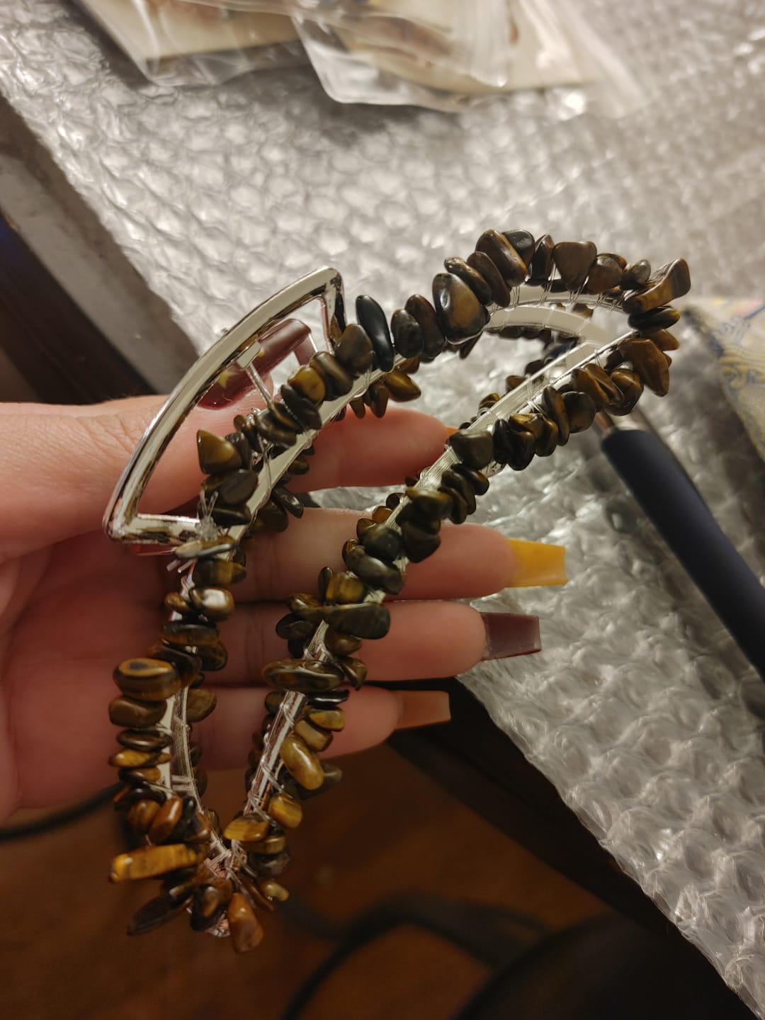 Customer photo review of Natural Crystal Moon Hair Claw
