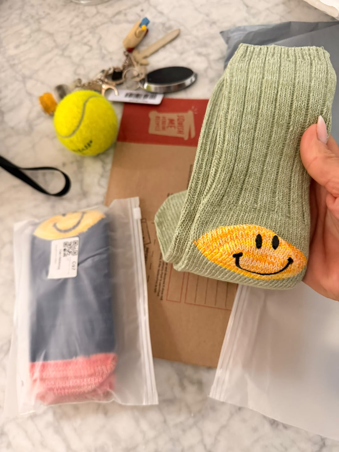 Customer photo review of Smiley Knitted Socks