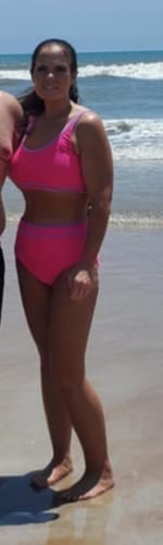 Customer photo review of Emoswim - Women's High Waisted Bikini Sets Sporty Two Piece Swimsuits Color Block Cheeky High Cut Bathing Suits