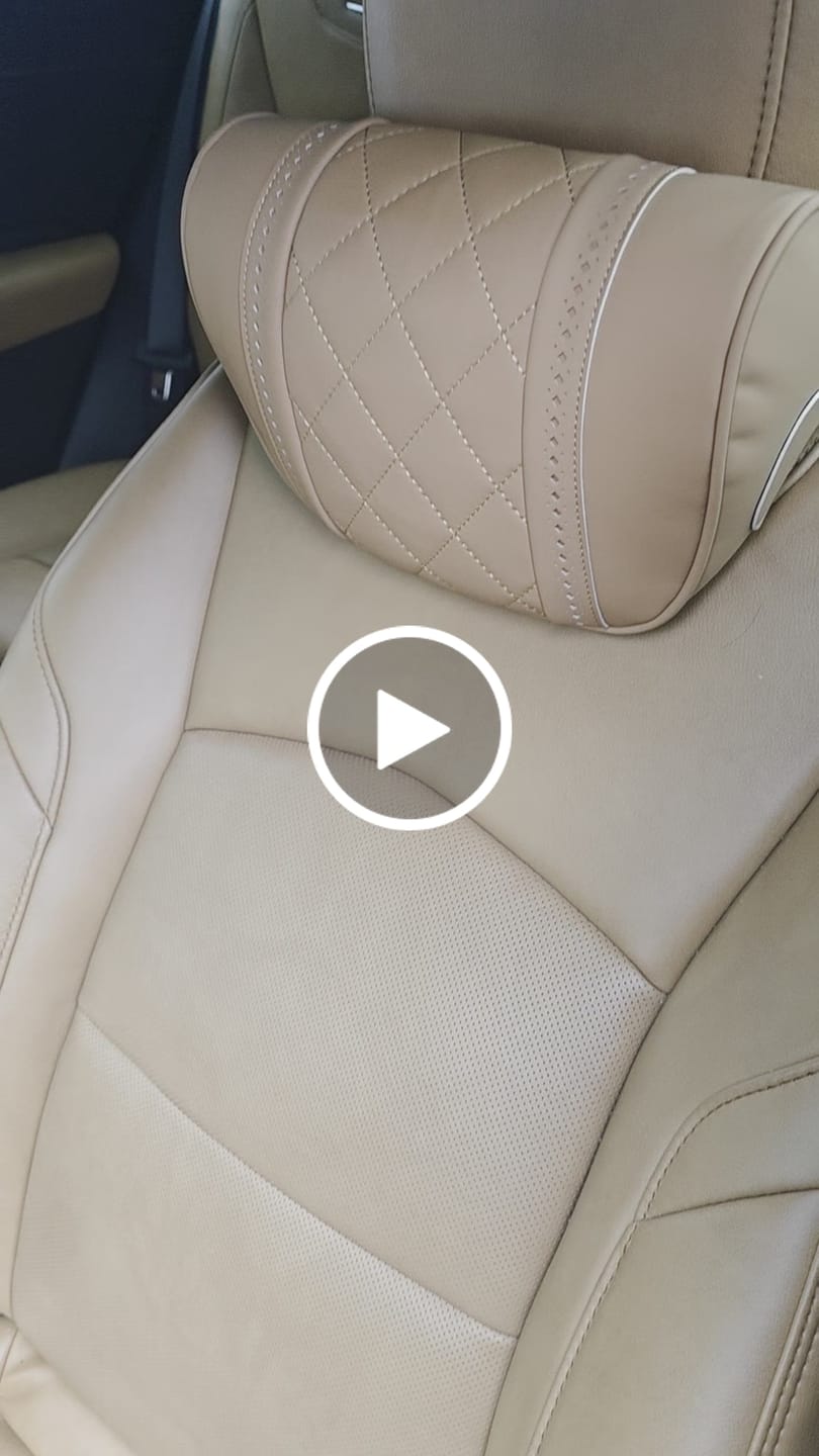 Customer video review of Delicate Leather Premium Leather Car Neck Pillow Headrest: Enhance Your Car Travel Experience with Rear Seat Support Cushion – A Stylish and Functional Interior Accessory