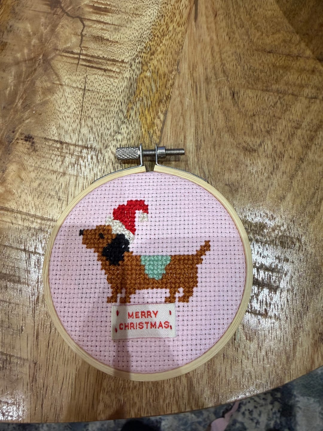 Customer photo review of Christmas Dachshund Cross Stitch Kit