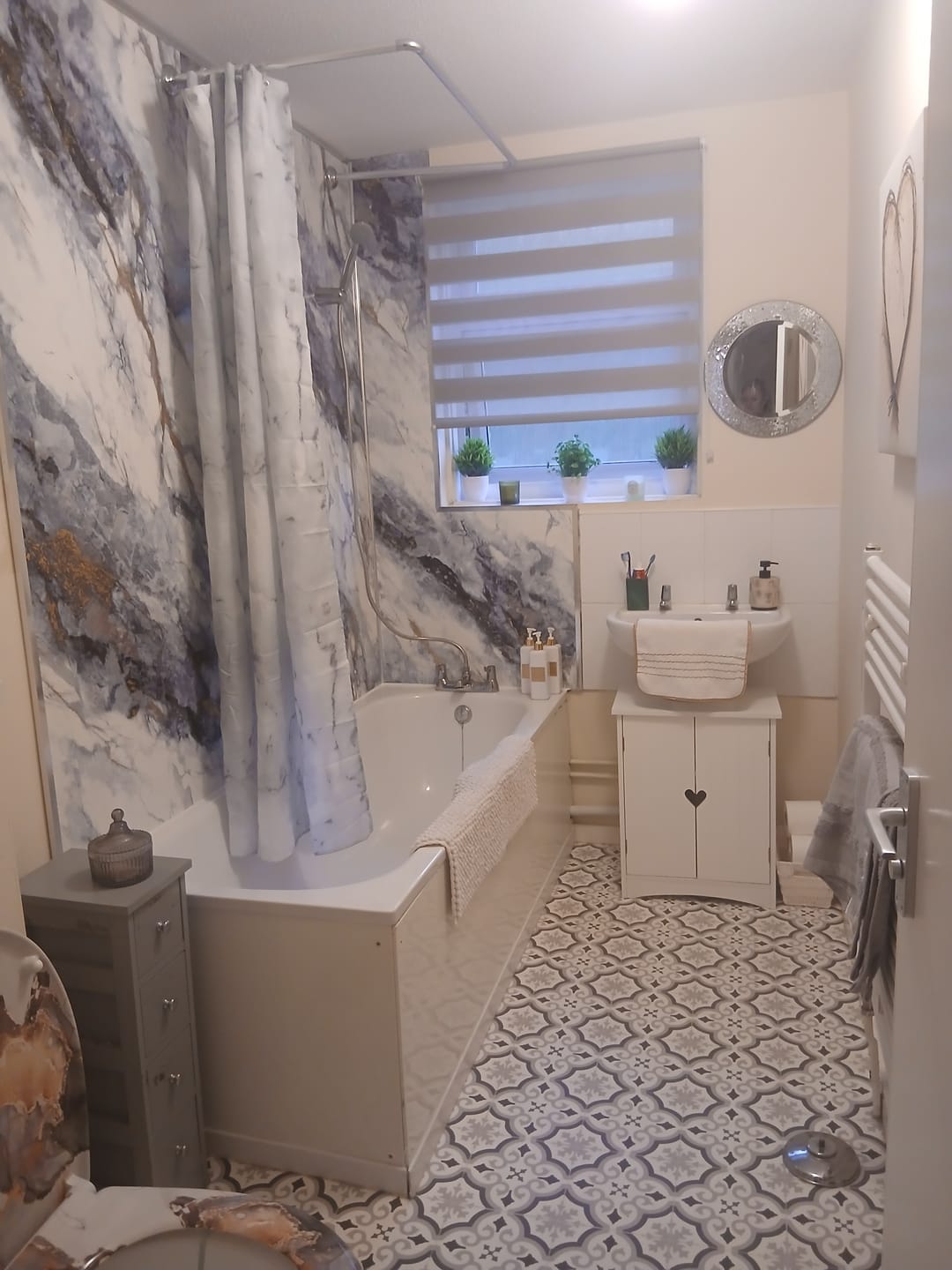 Customer photo review of 10mm Ocean Blue Gloss Shower Panel 1M x 2.4M
