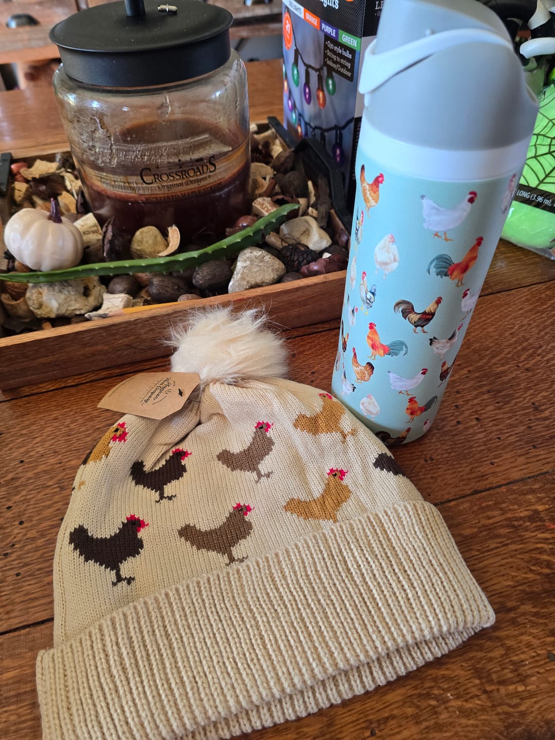 Customer photo review of Chicken Knit Pom-Pom Cuffed Stocking Cap
