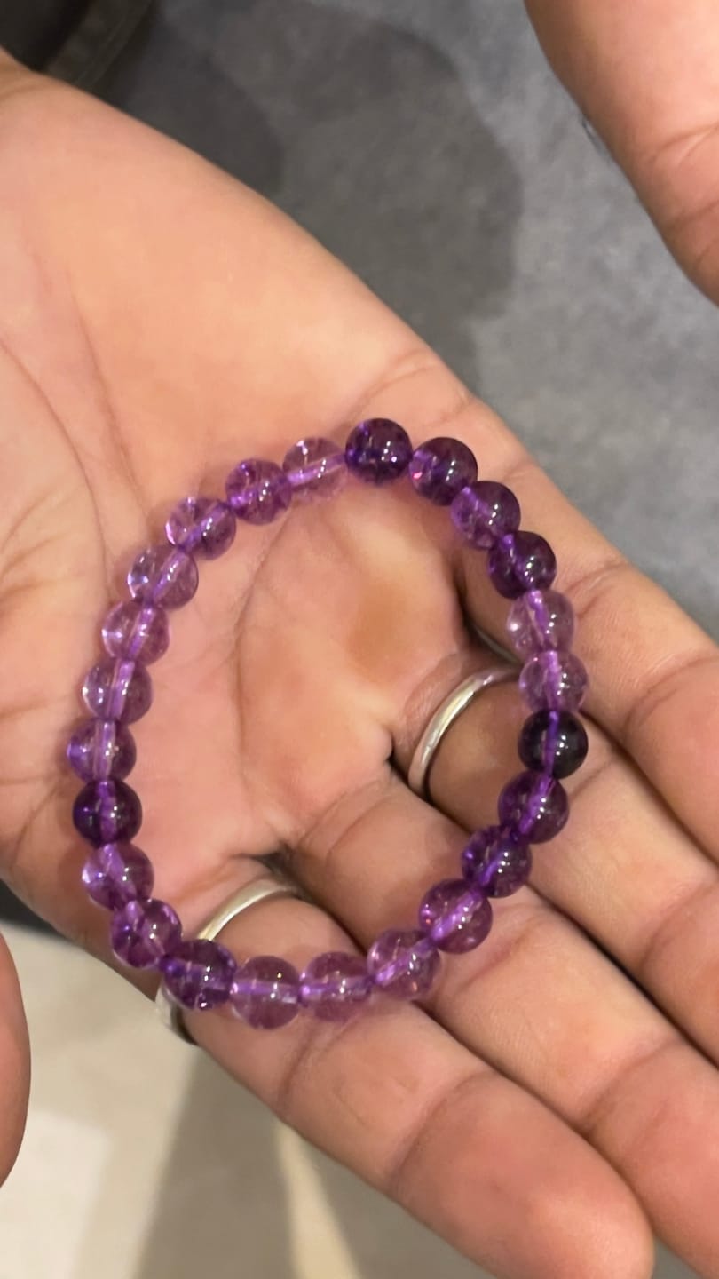 Customer photo review of Natural Amethyst Crystal Bracelet – Vastu Remedy for Peace & Spiritual Growth | 8mm Beads