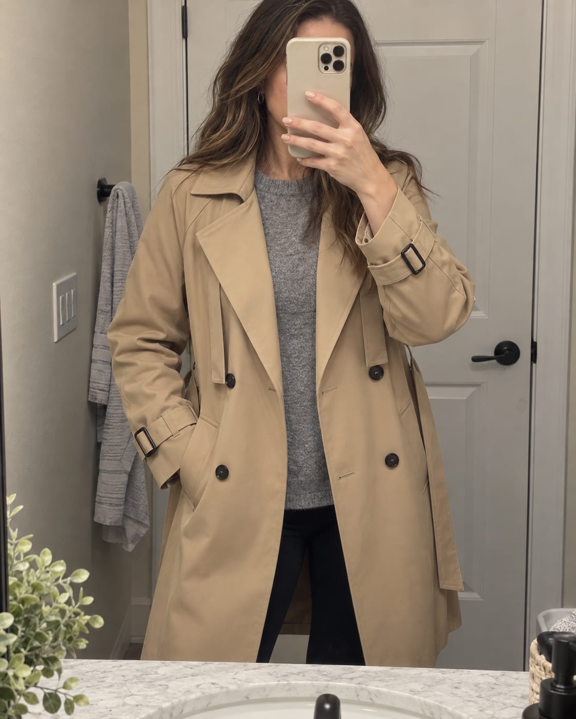 Customer photo review of Belted Midi Trench Coat
