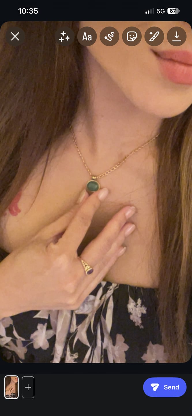 Customer photo review of Liza Jade Pendant Necklace