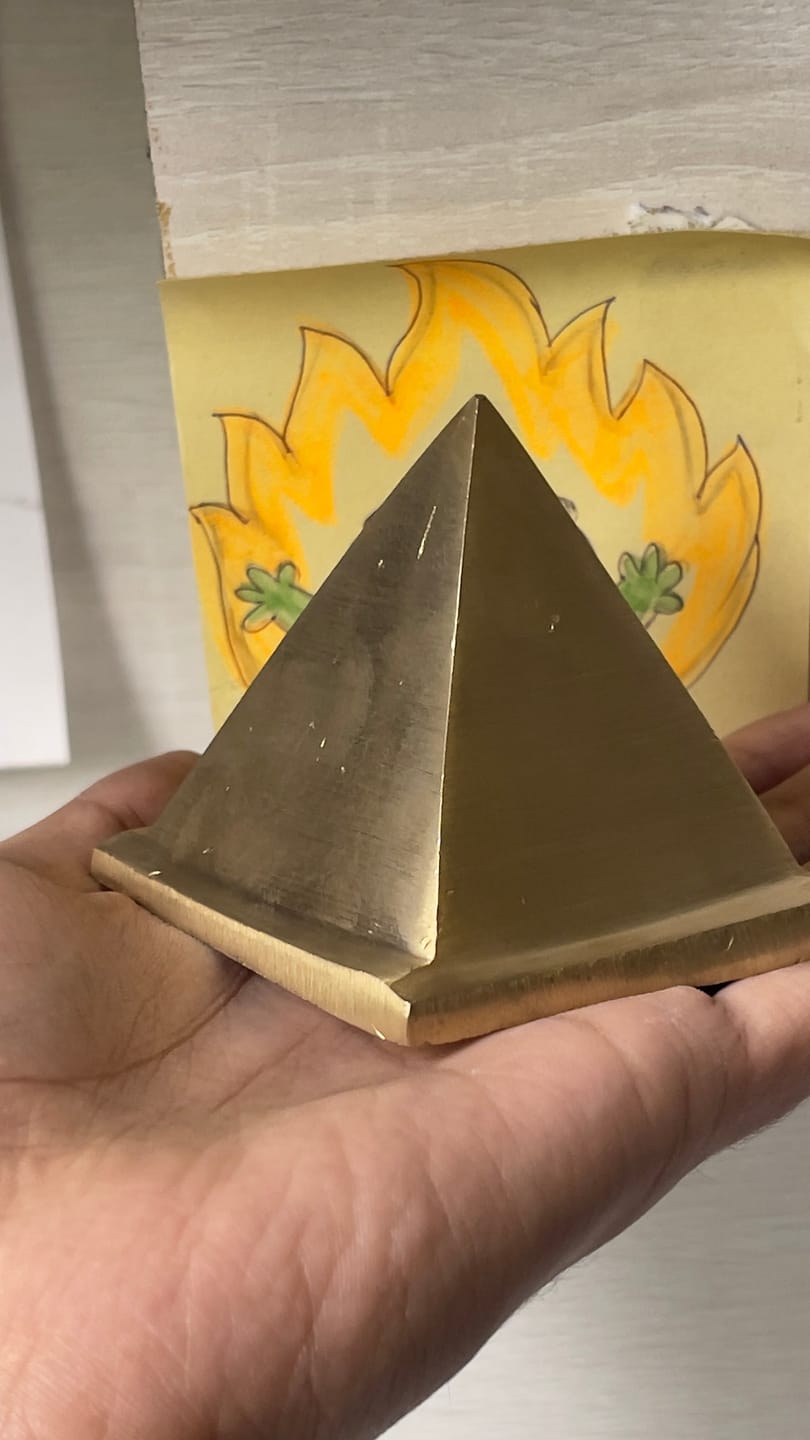 Customer photo review of Solid Brass Pyramid Vastu Remedy for North West Direction Balance, Health, Wealth and Positive Energy Support for Entrance, Kitchen and Home Spaces | 7.6 cm | 600 g