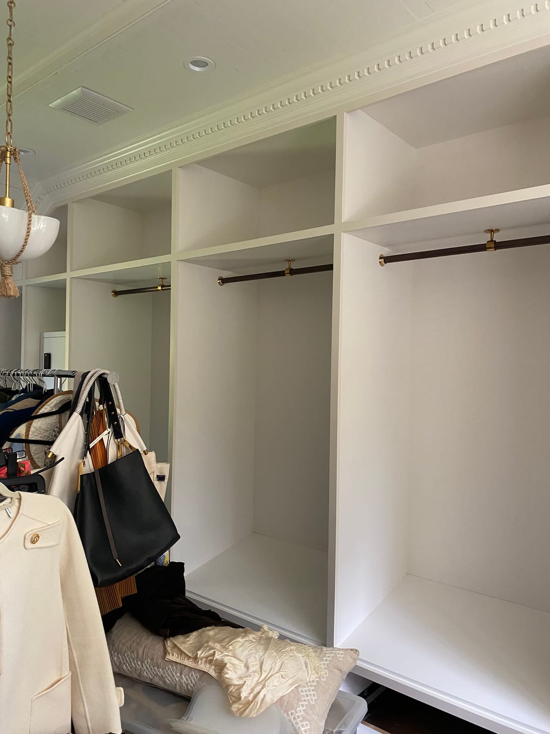 Customer photo review of Closet Rod Bracket Set for 1-1/4"- Unlacquered Polished Brass