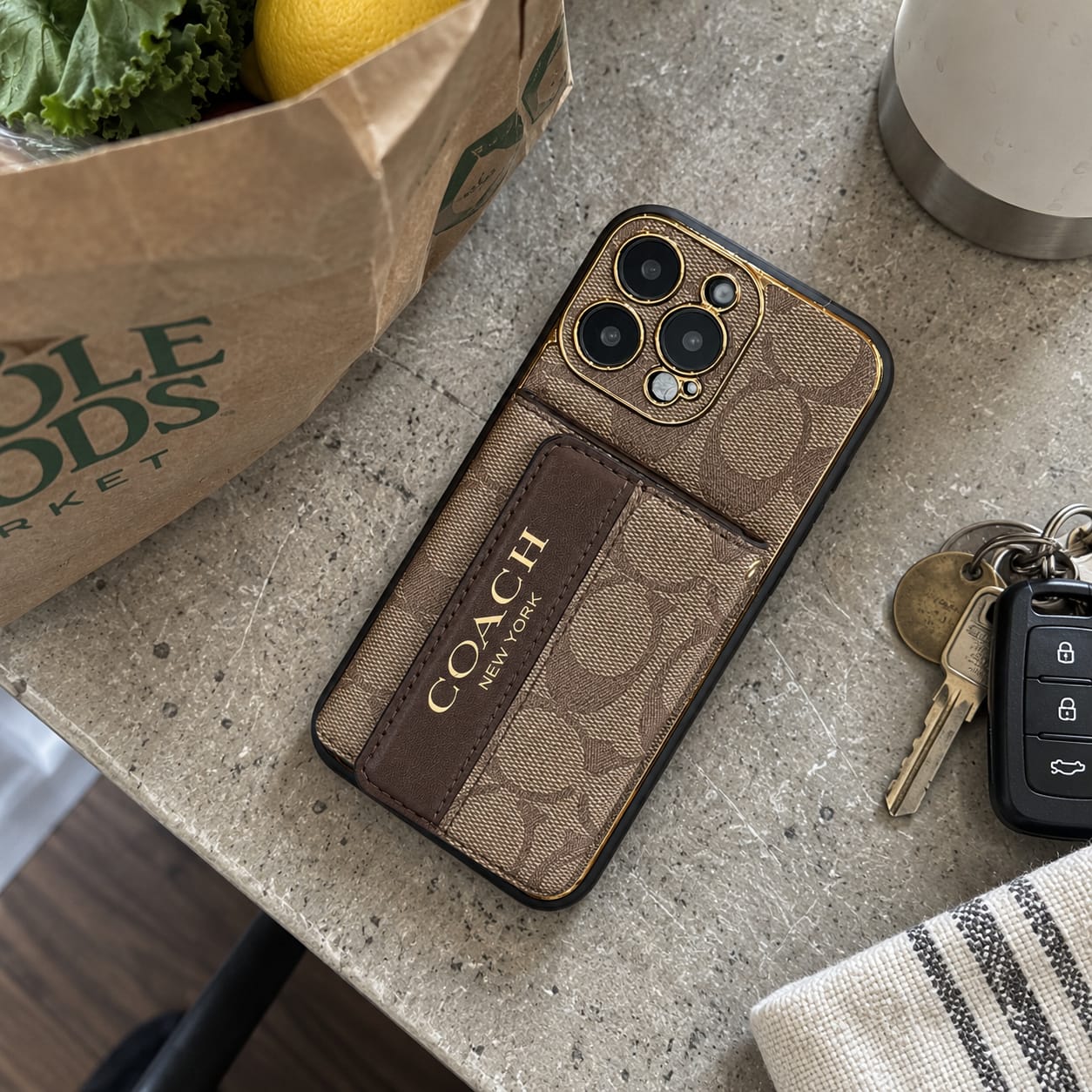 Customer photo review of Brown Monogram Crossbody iPhone Case with Card Pocket