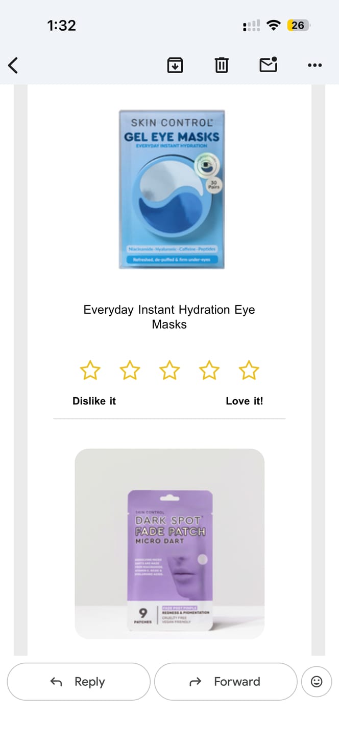 Customer photo review of Everyday Instant Hydration Eye Masks
