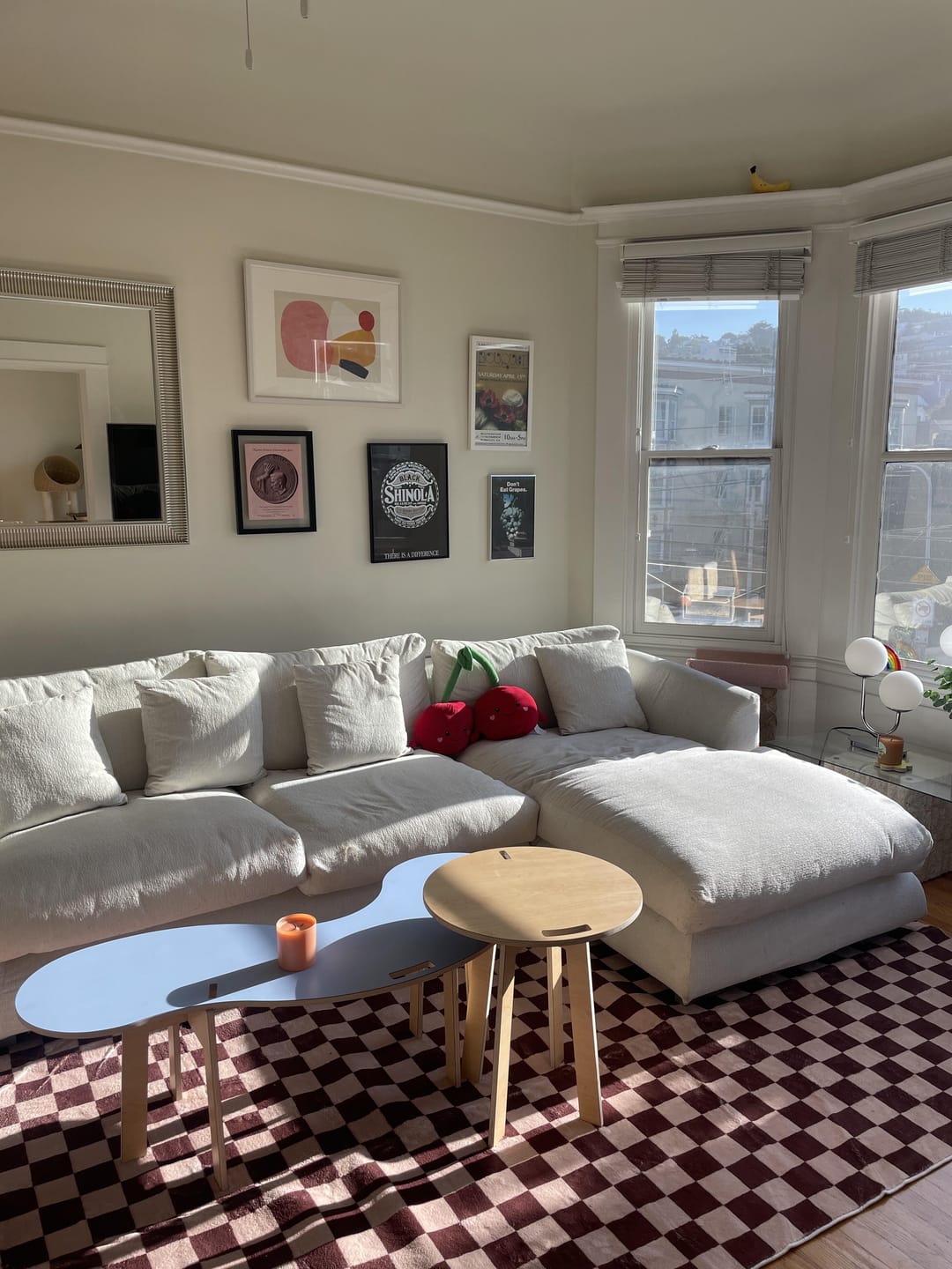 Customer photo review of Chocolate Brown Checkered Rug