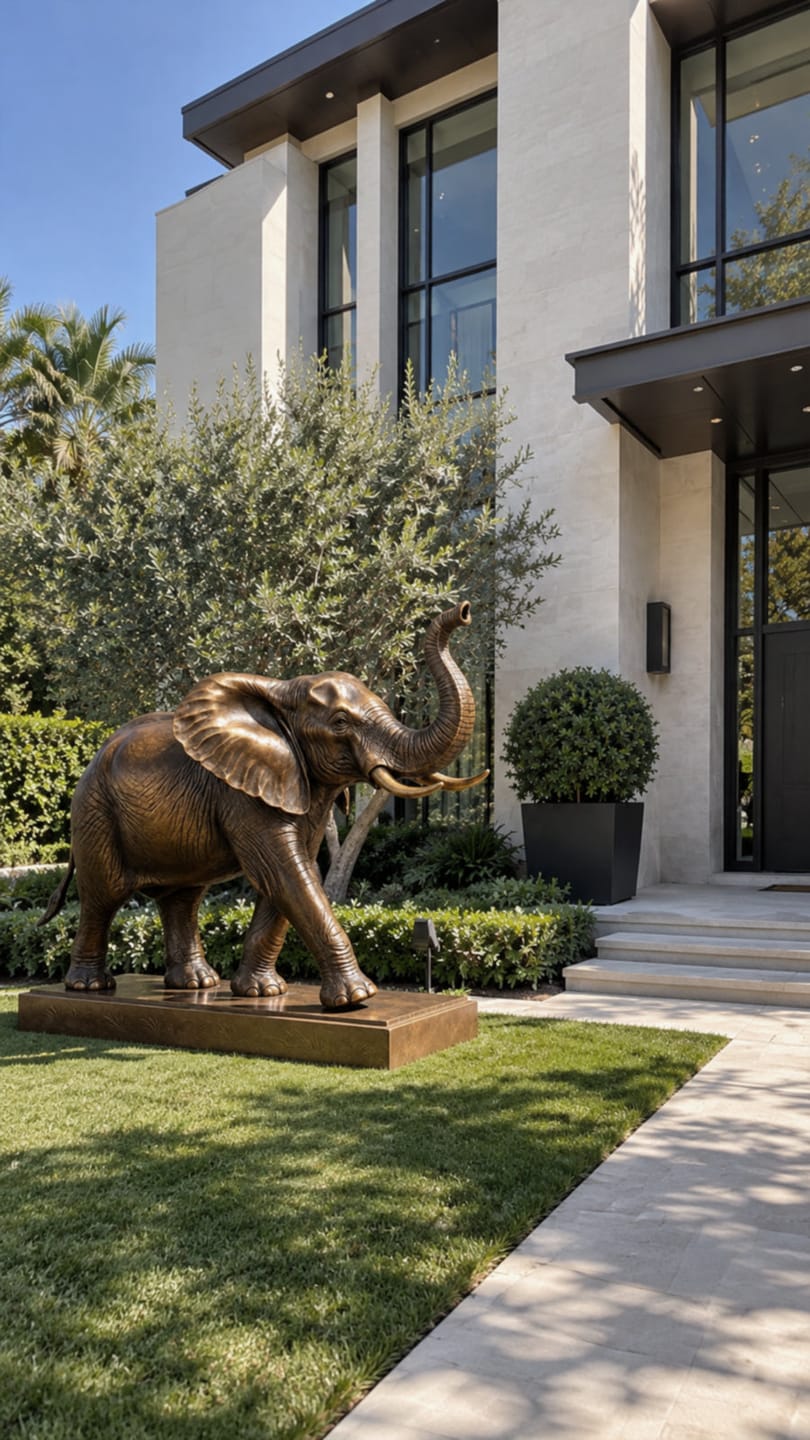 Customer photo review of Realistic Bronze Elephant Sculpture with Wildlife Art Design for Luxury Outdoor Spaces BB-007