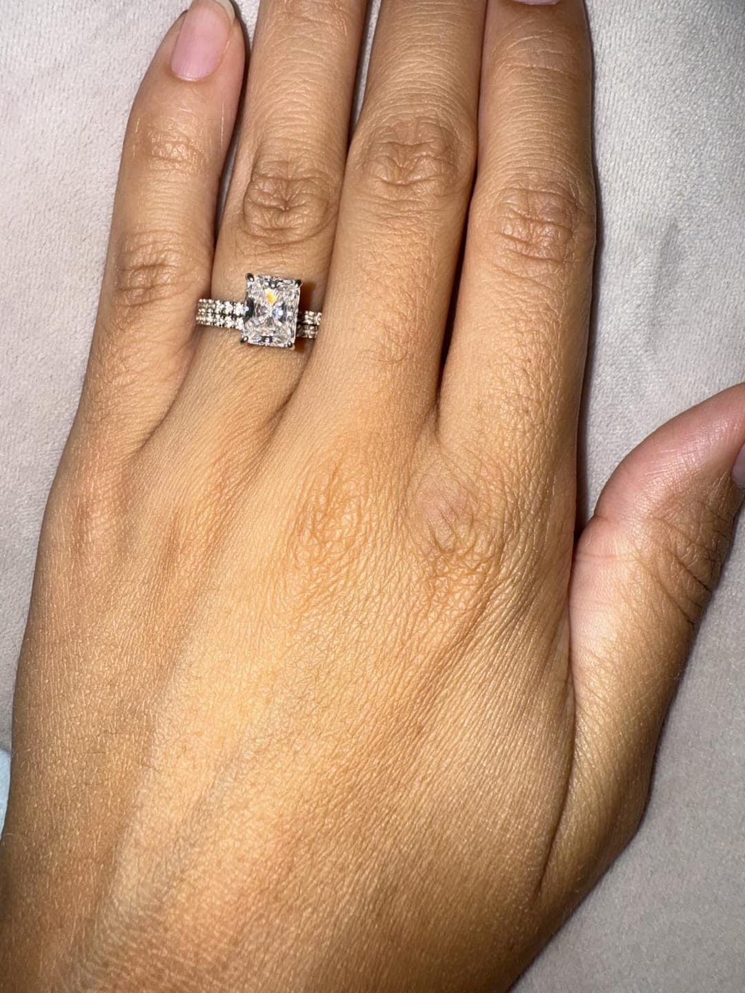 Customer photo review of S925 3.5 Carat Radiant Cut Wedding Ring Set In Sterling Silver Holiday Ring Gift For Women