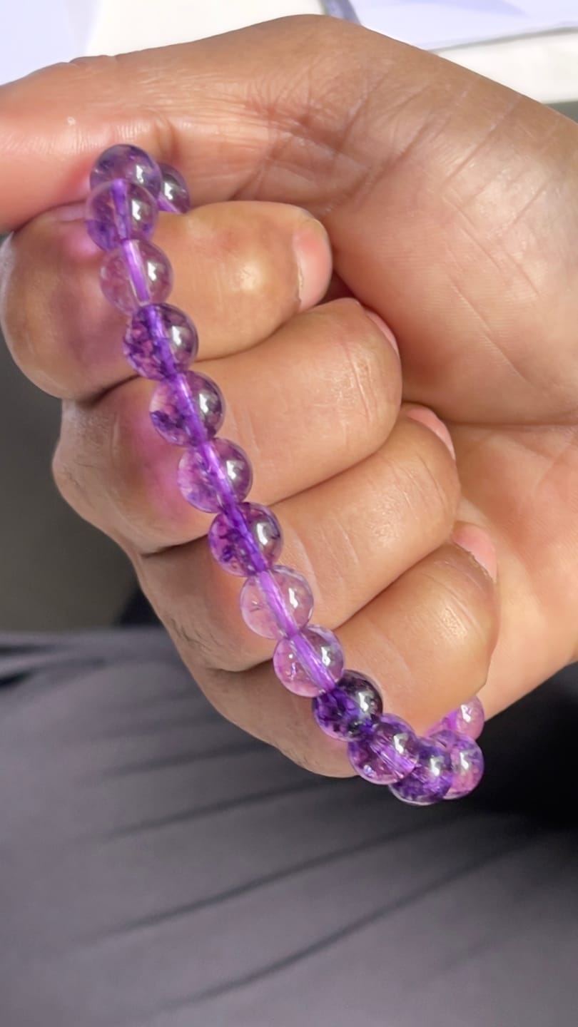 Customer photo review of Natural Amethyst Crystal Bracelet – Vastu Remedy for Peace & Spiritual Growth | 8mm Beads