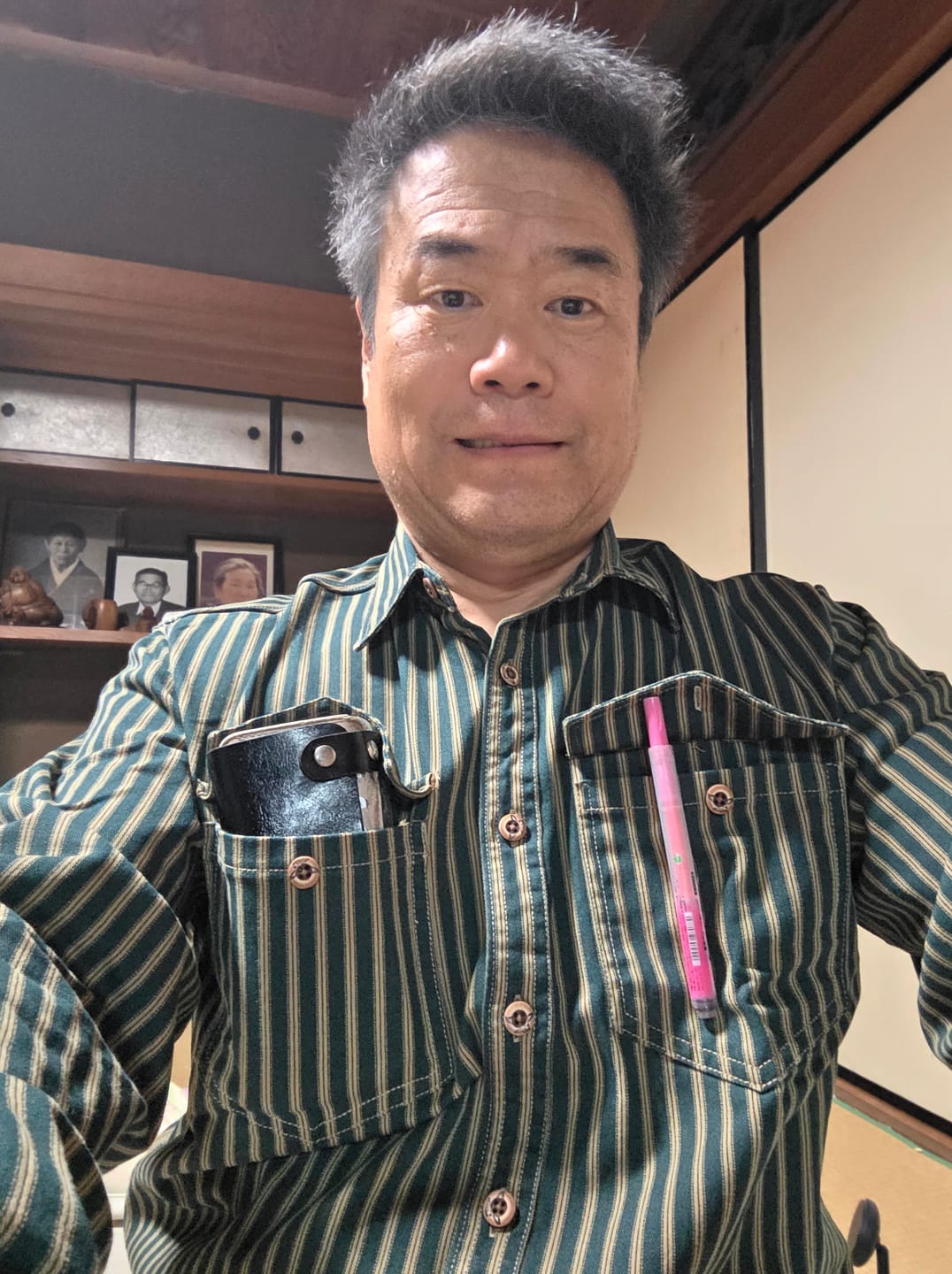 Customer photo review of ユーズド加工　レトロストライプ柄ヘビーウェイトオーバーシャツ