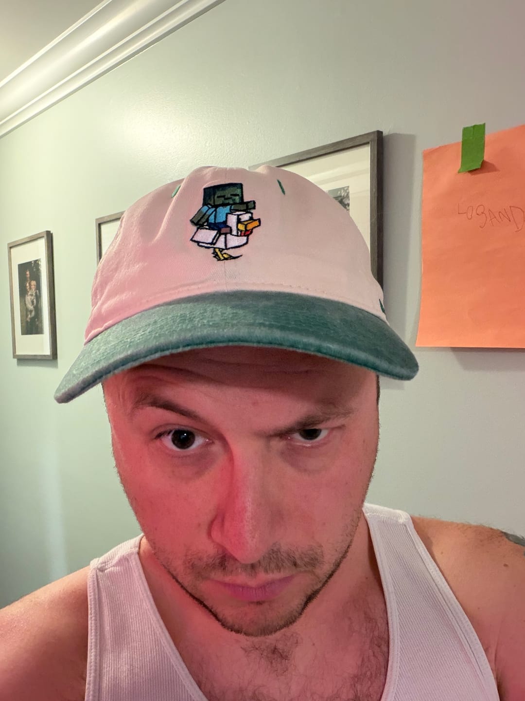 Customer photo review of Minecraft "Chicken Jockey" – Dad Hat