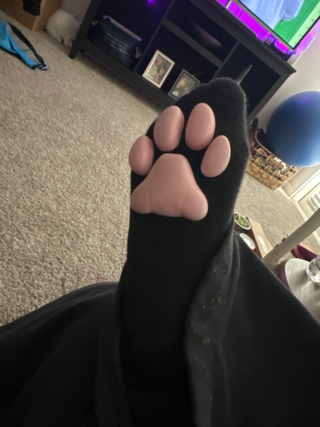 Customer photo review of ToeBeanies Black Thigh-High Socks