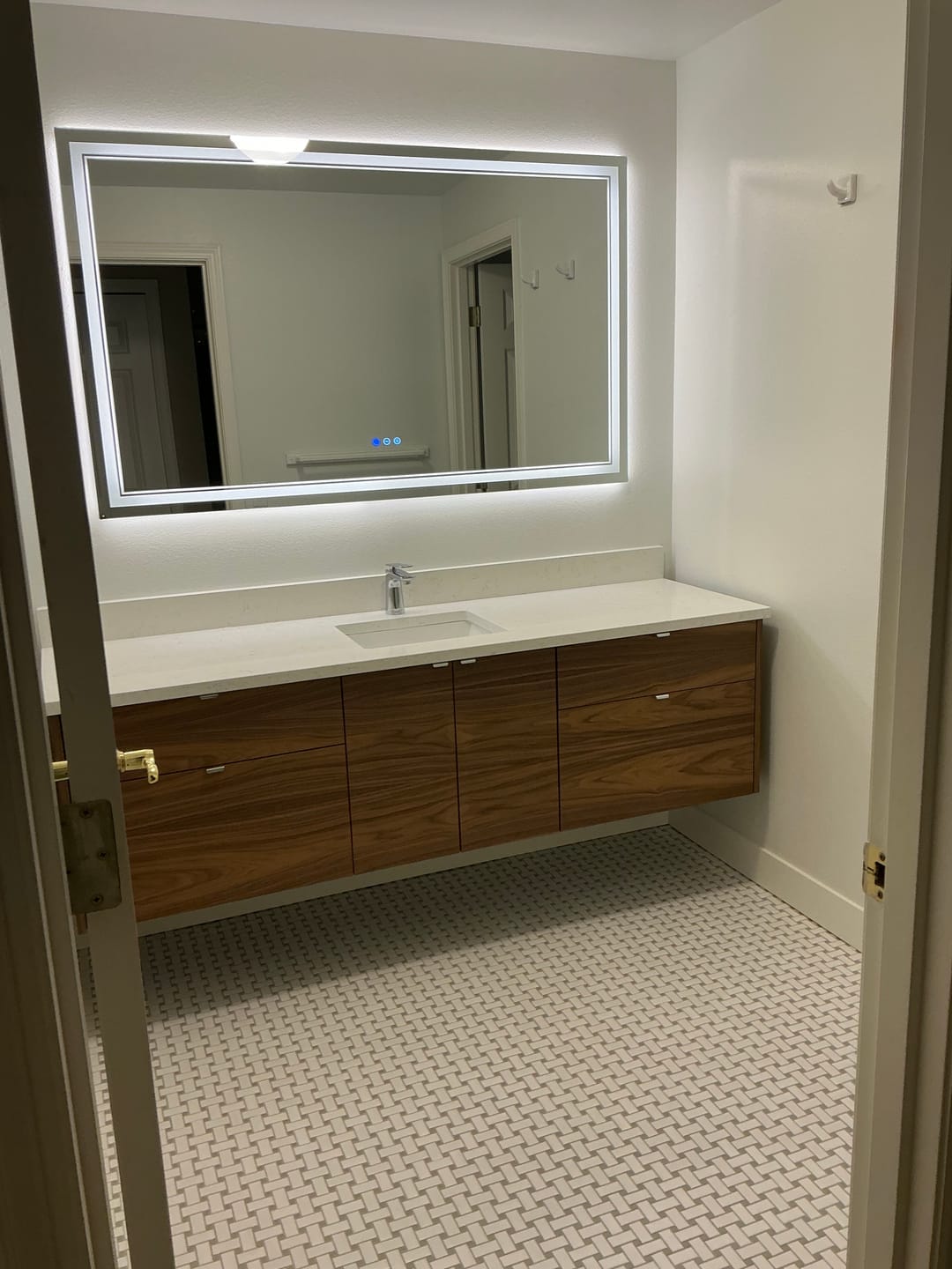 Customer photo review of Austin 72" Wall Mount American Black Walnut Bathroom Vanity
