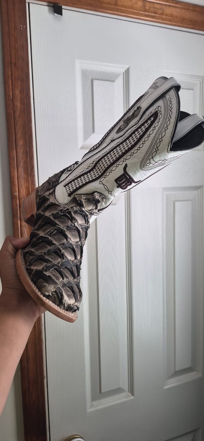 Customer photo review of Safari Jumbo Pirarucu Leather Boots - Square Toe