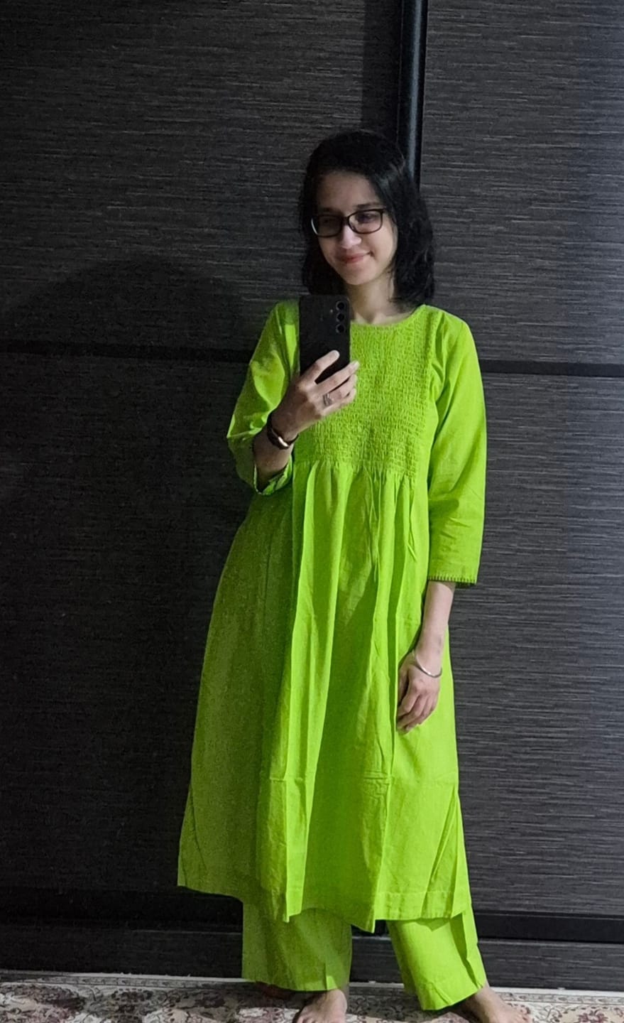 Customer photo review of Co-ord Set Zest of Dawn Smocked Yoke Kurta & Pants