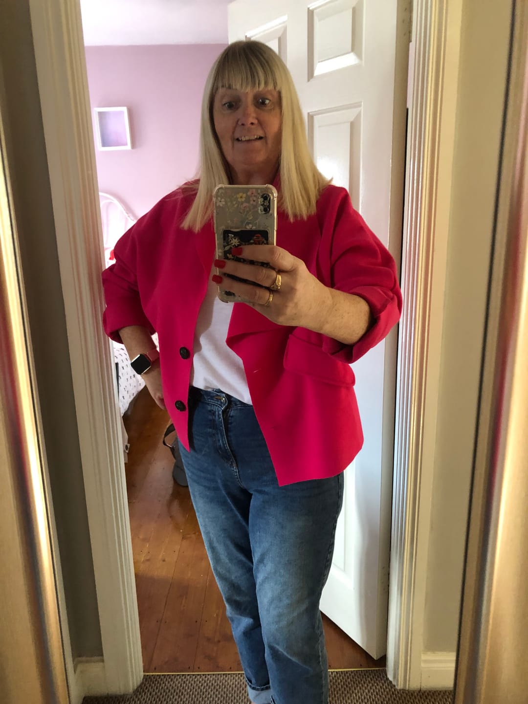 Customer photo review of Carla Pink Button Jacket