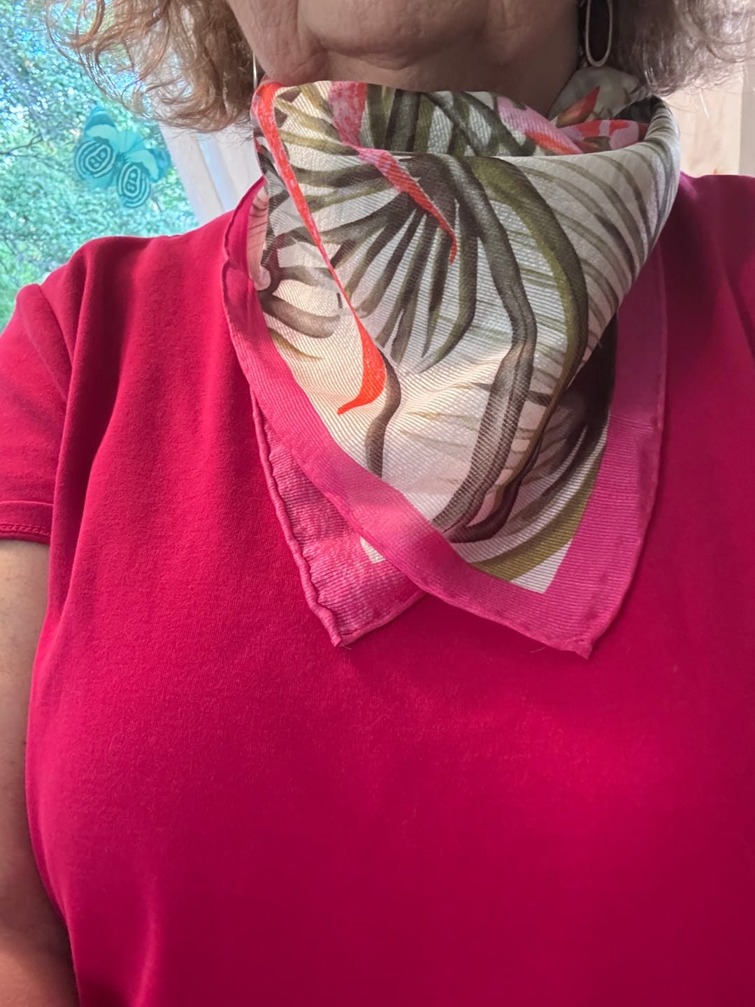 Customer photo review of Brand New Kenzo Pink Botanical Chiffon Silk Scarf