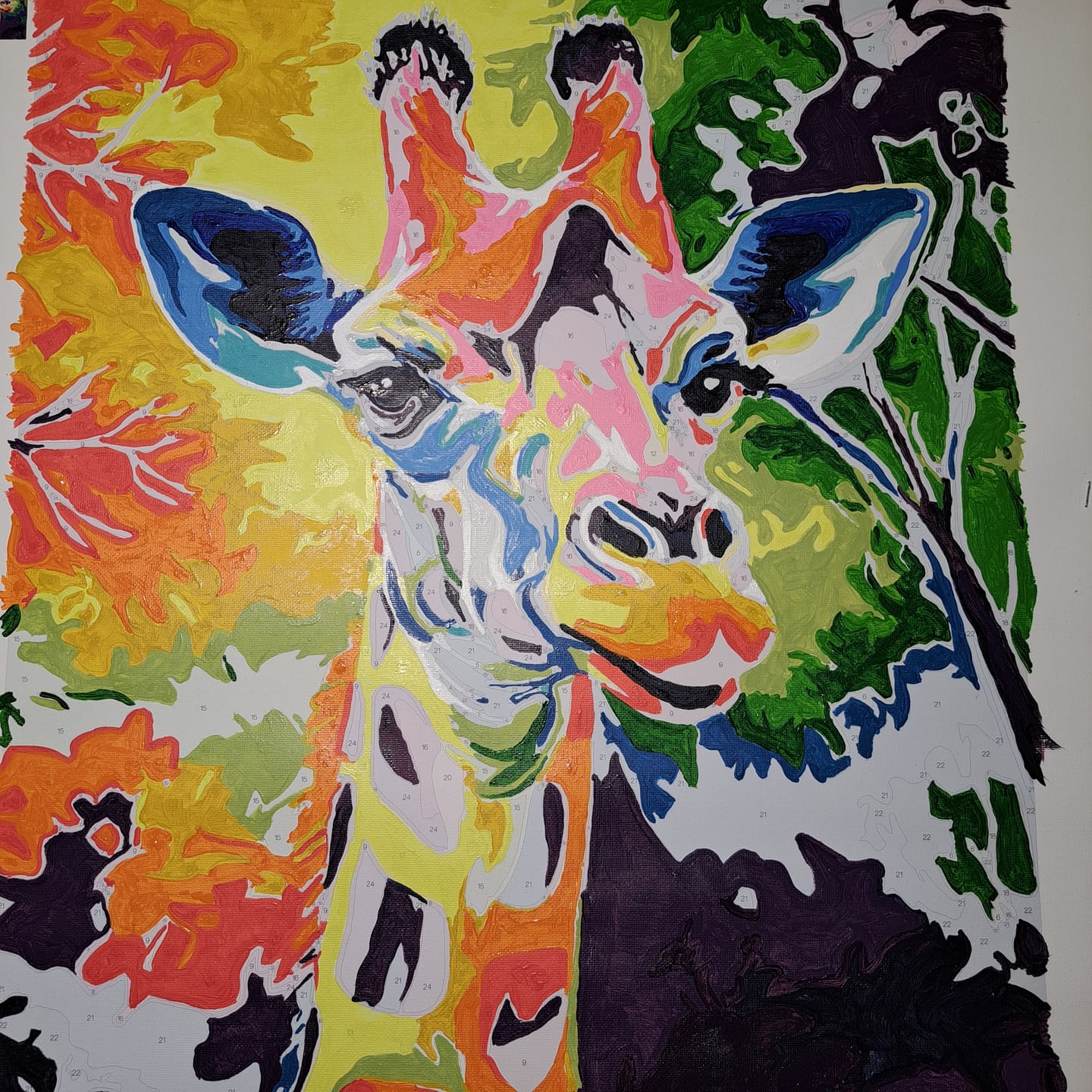 Customer photo review of Abstract Colorful Giraffe | Paint by Numbers