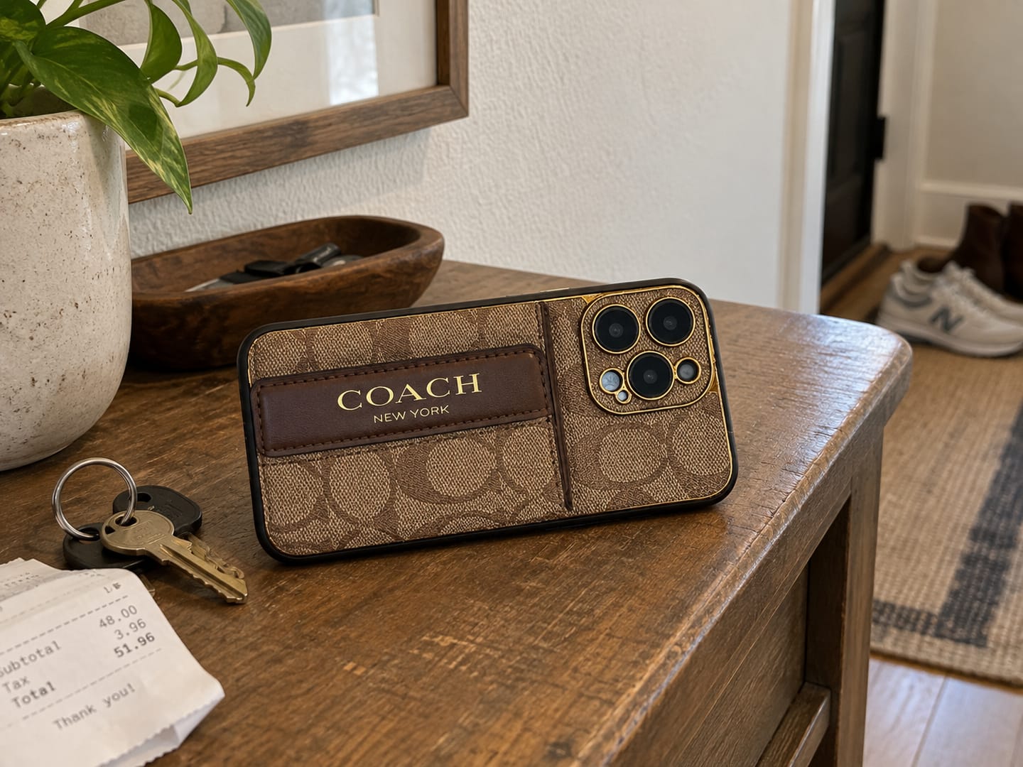 Customer photo review of Brown Monogram Crossbody iPhone Case with Card Pocket