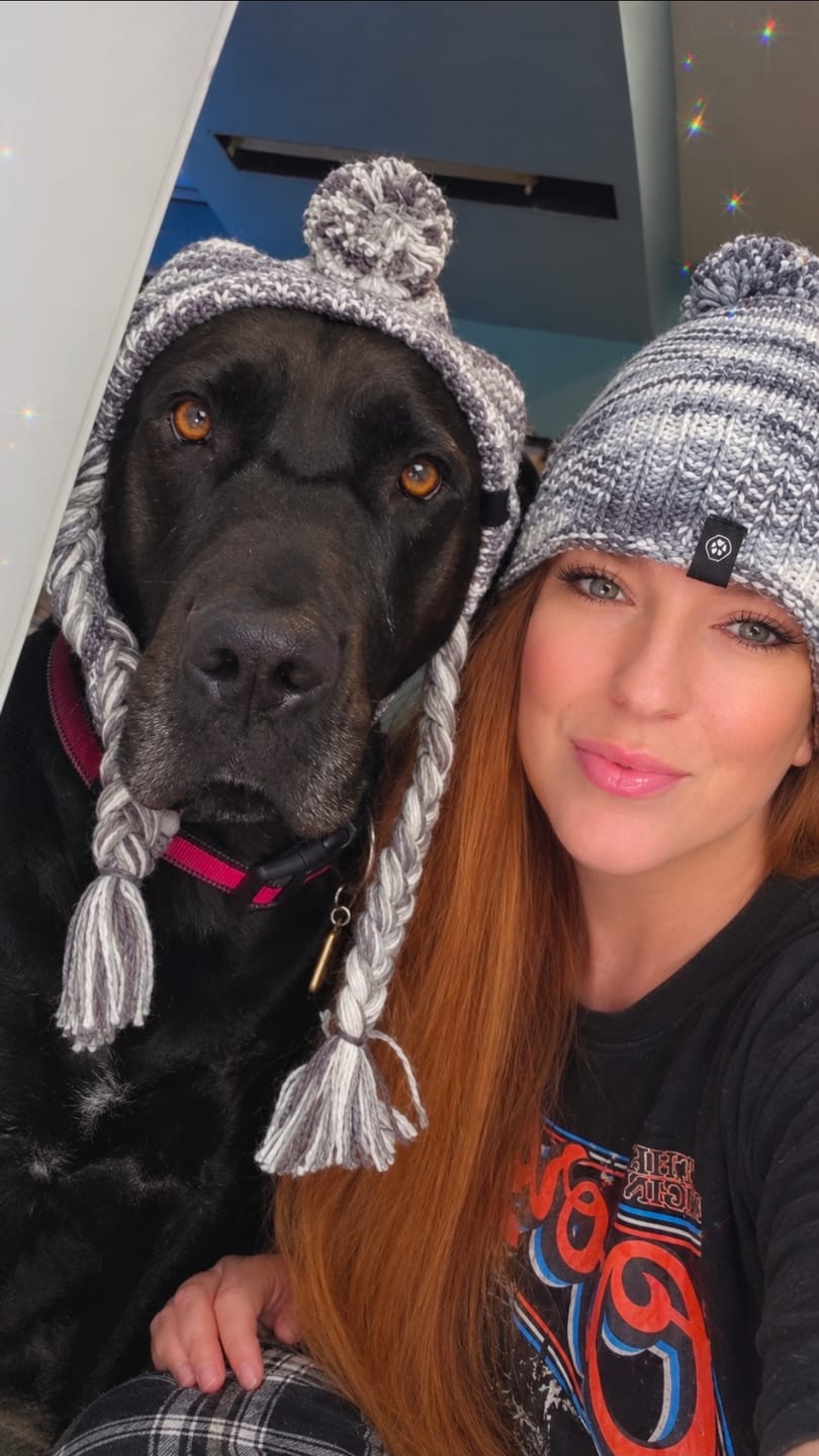 Customer photo review of Knit Pom Pom Dog Beanie Hats