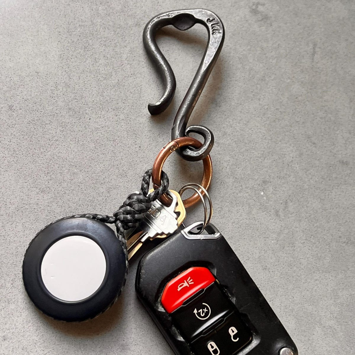 Customer photo review of Keychain Bottle Opener | Hand Forged Steel Belt Loop | [Engraving Available] | Father's Day Gift for Him
