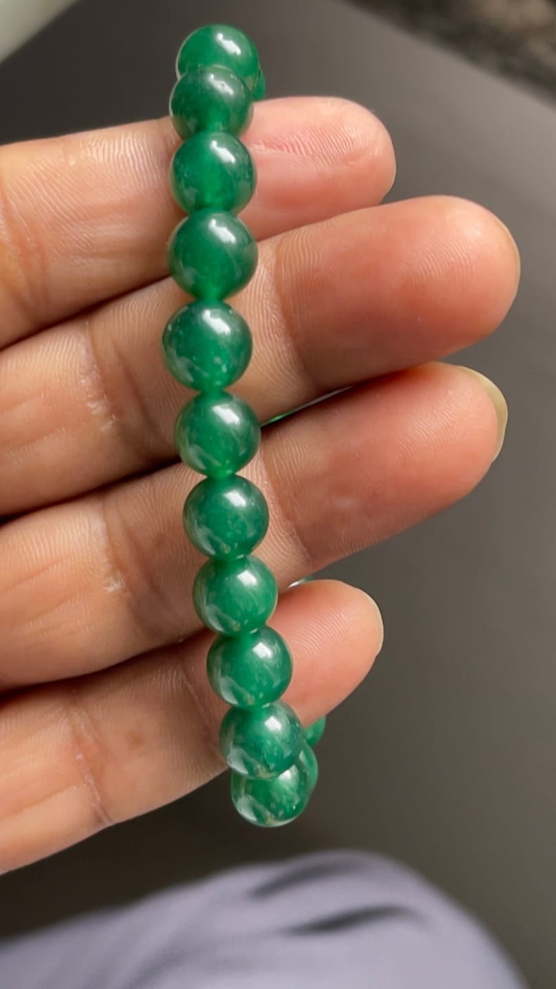 Customer photo review of Natural Green Jade Crystal Bracelet – Vastu Remedy for Abundance & Protective Harmony | 8mm Beads