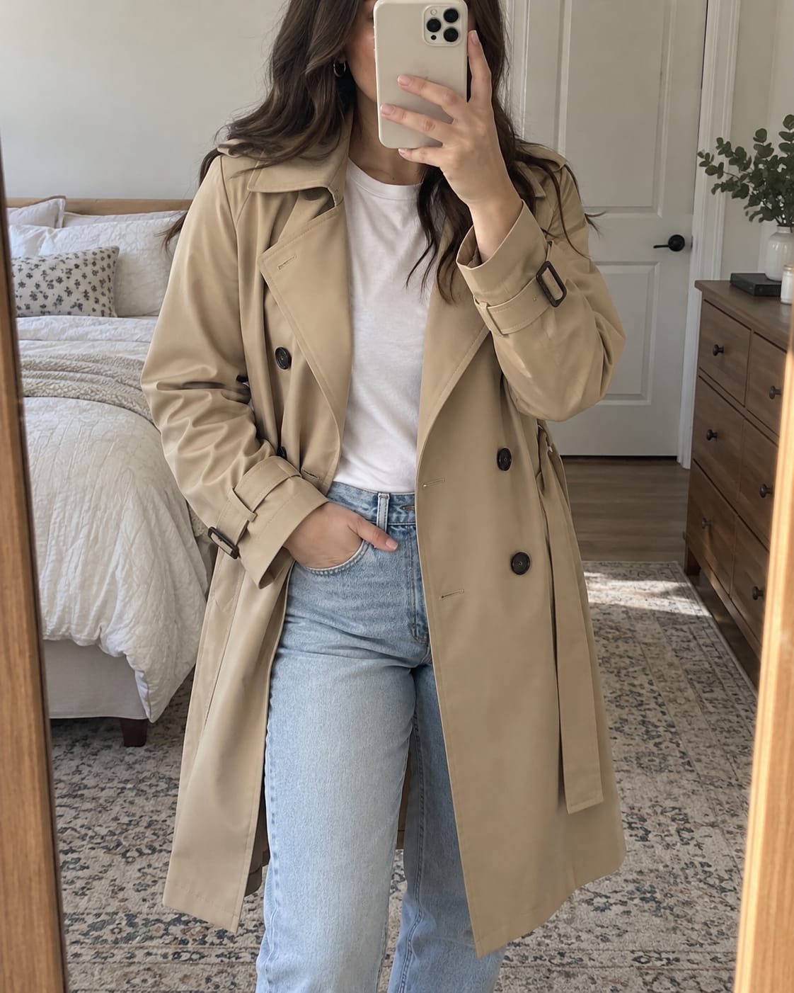 Customer photo review of Belted Midi Trench Coat