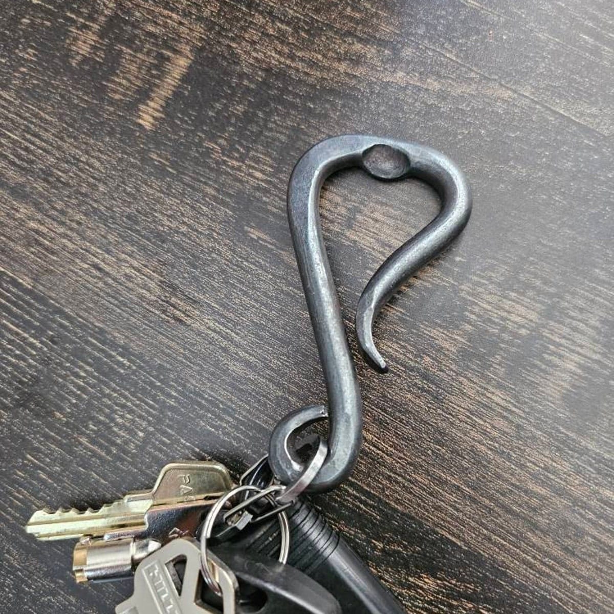 Customer photo review of Keychain Bottle Opener | Hand Forged Steel Belt Loop | [Engraving Available] | Father's Day Gift for Him
